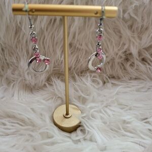October birthstone flower design silver drop earrings  NWOT